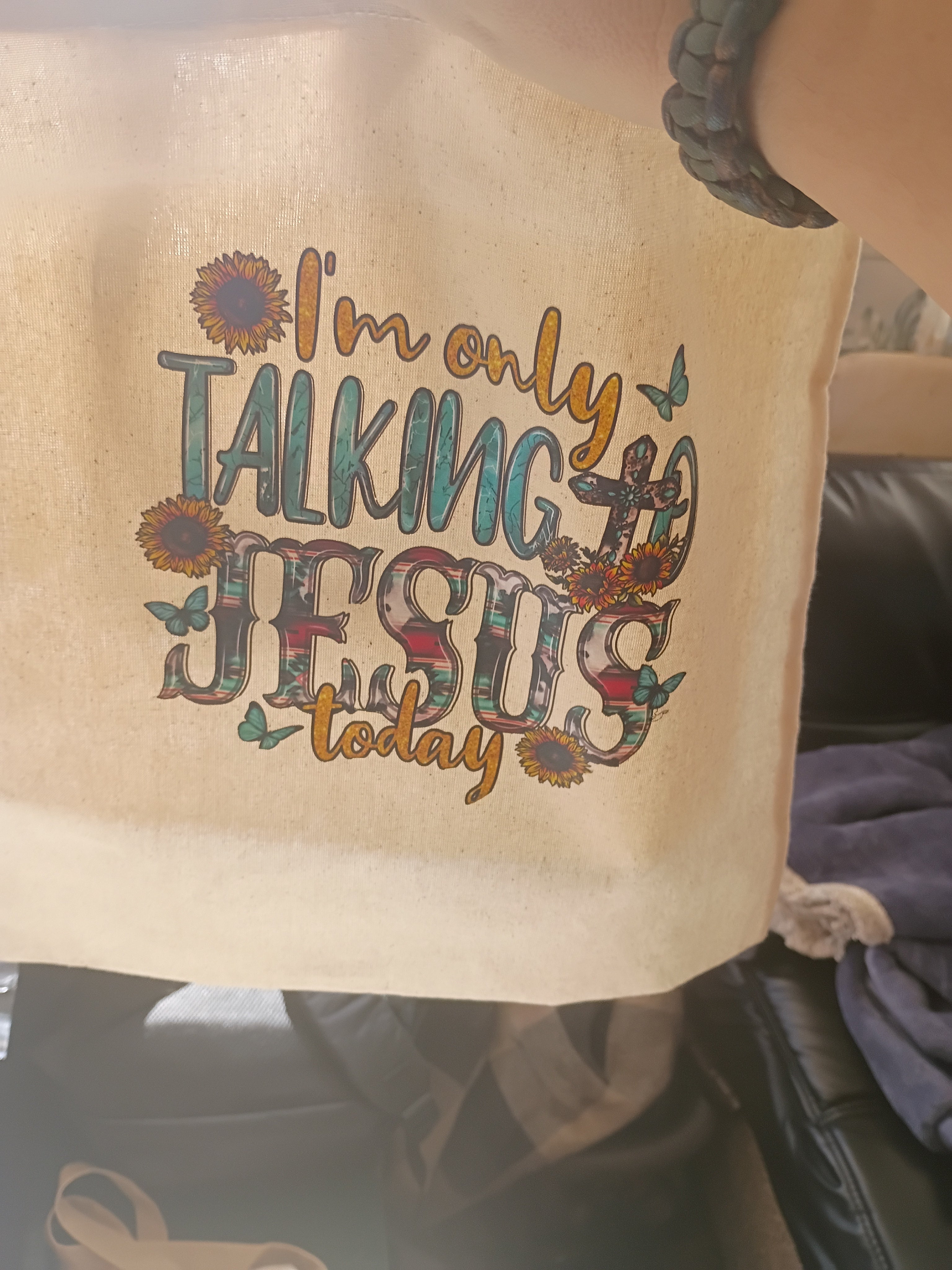 “I’m Only Talking to Jesus Today” Tote Bag 🤍✝️