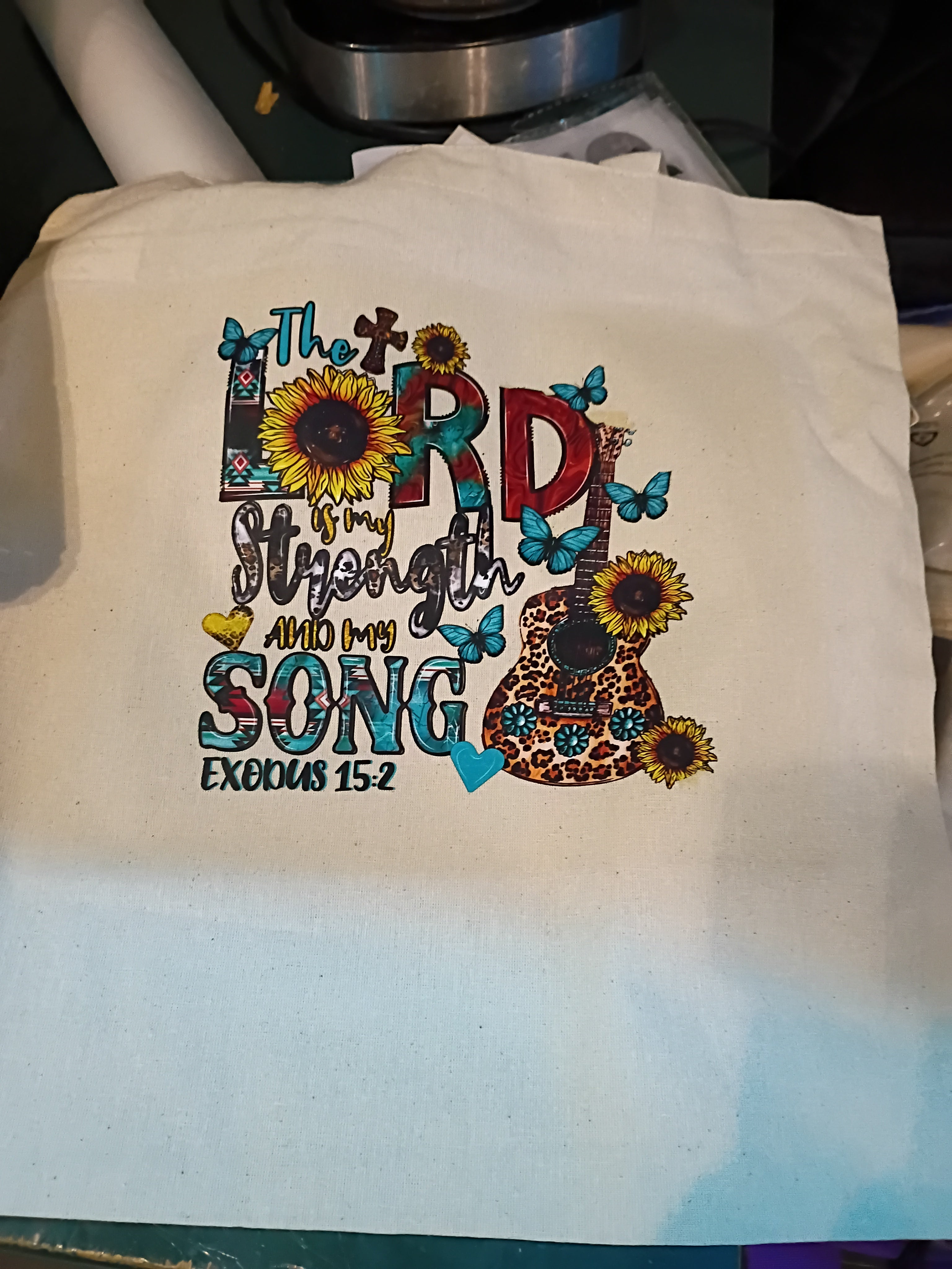 “The Lord Is My Strength and My Song” Tote Bag 🎶🌻